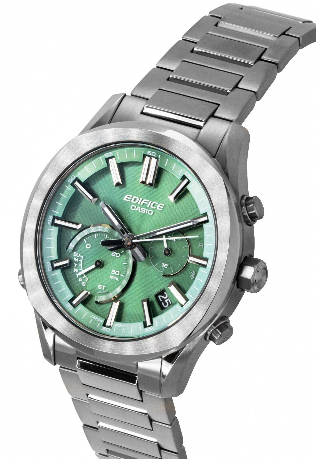 Casio Edifice Analog Chronograph Smartphone Link Green Dial Stainless Steel Solar EQB-1300DC-3A 100M Men's Watch