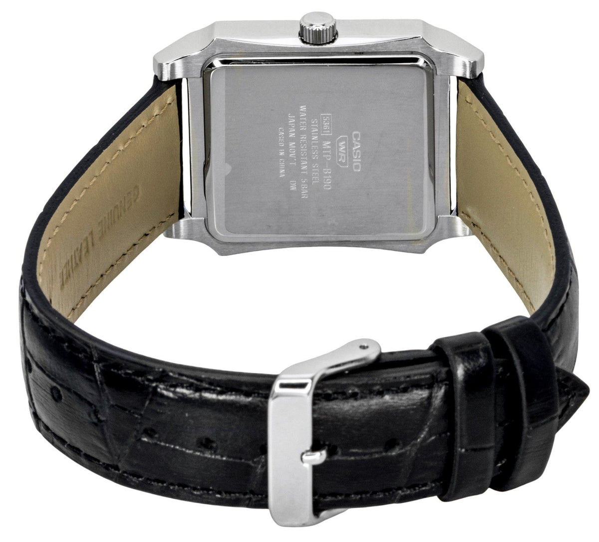 Casio Analog Leather Strap Silver Dial Quartz MTP-B190L-7BV Men's Watch
