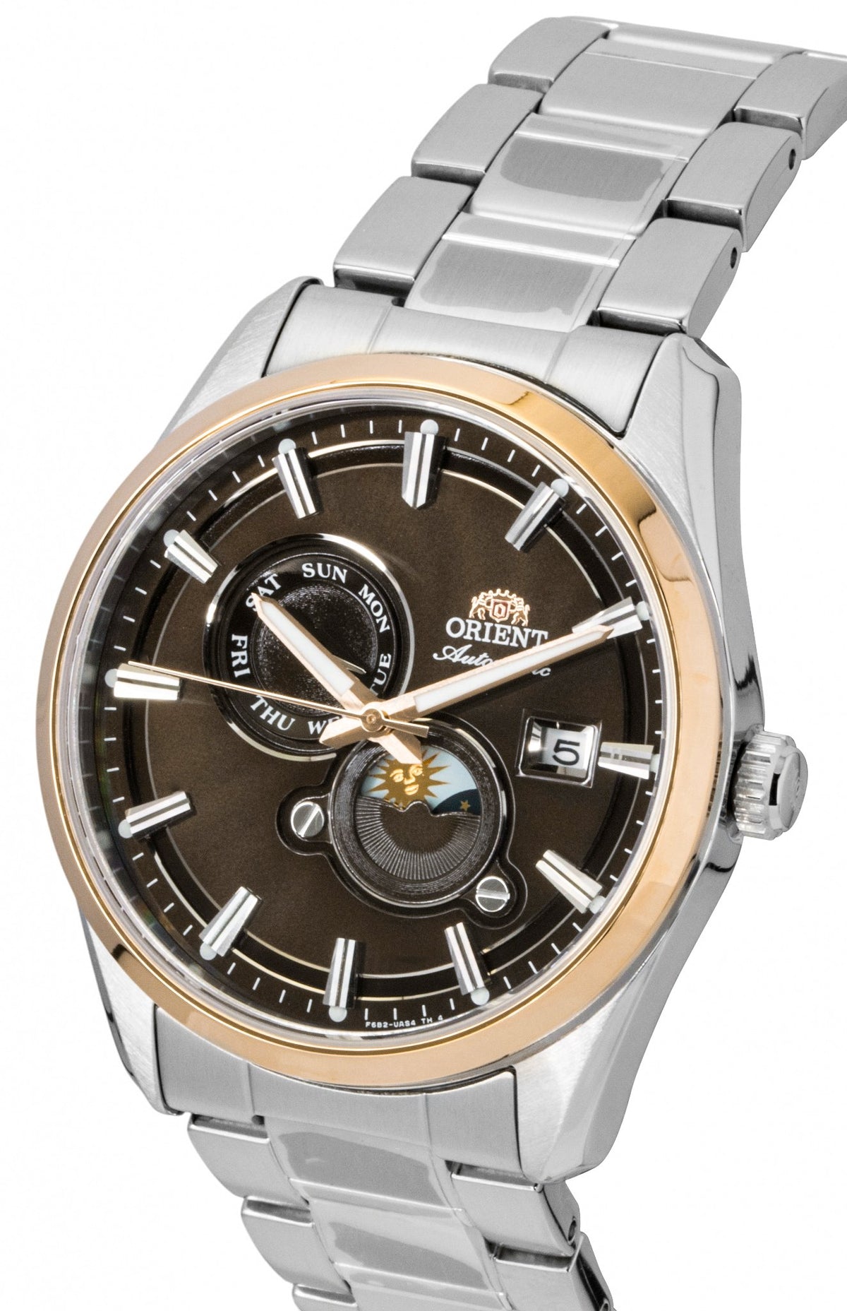 Orient Stretto Contemporary Sun And Moon Phase Stainless Steel Brown Dial Automatic RA-AK0313Y Men's Watch