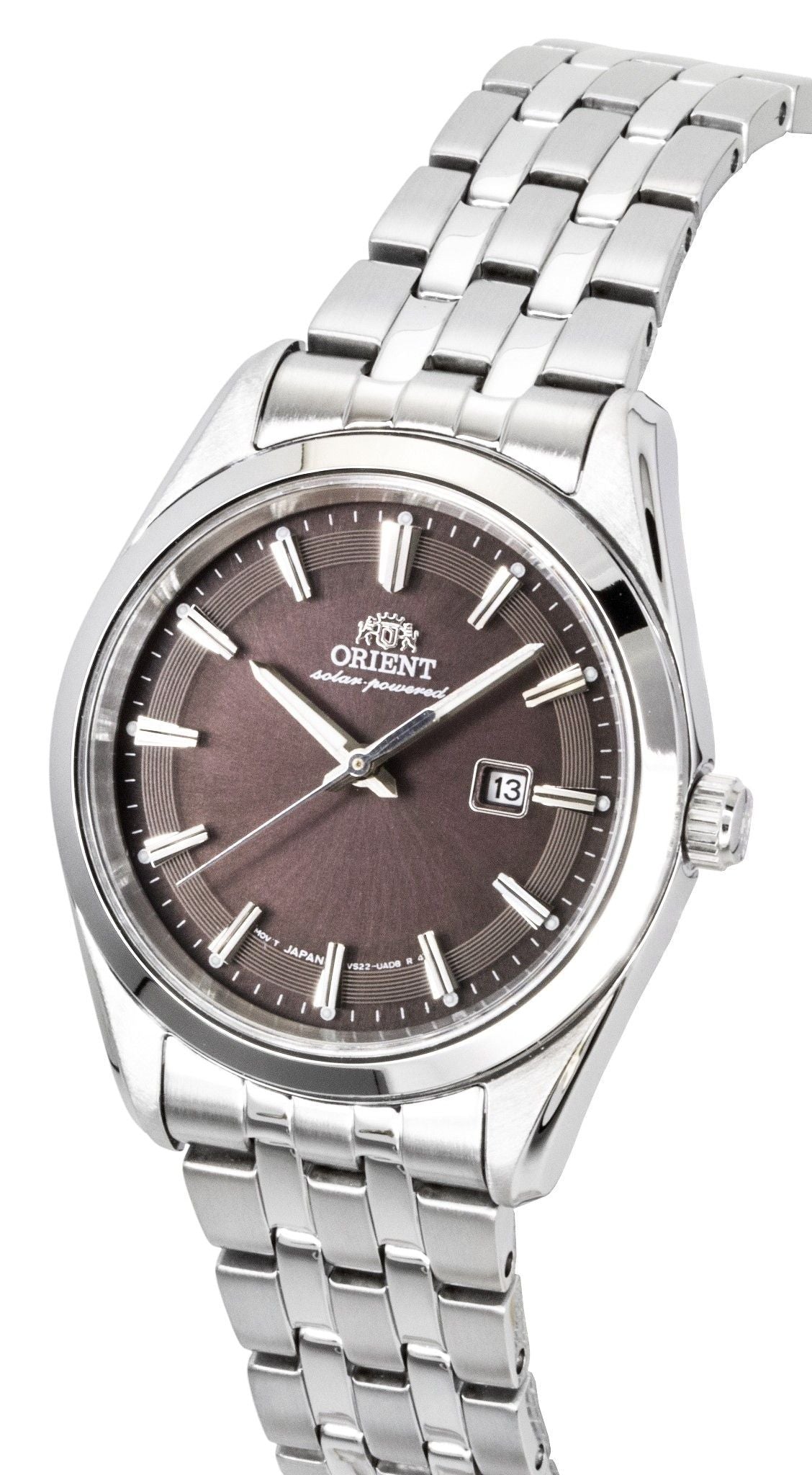 Orient Stretto Stainless Steel Brown Dial Solar RA-WG0603R Women's Watch