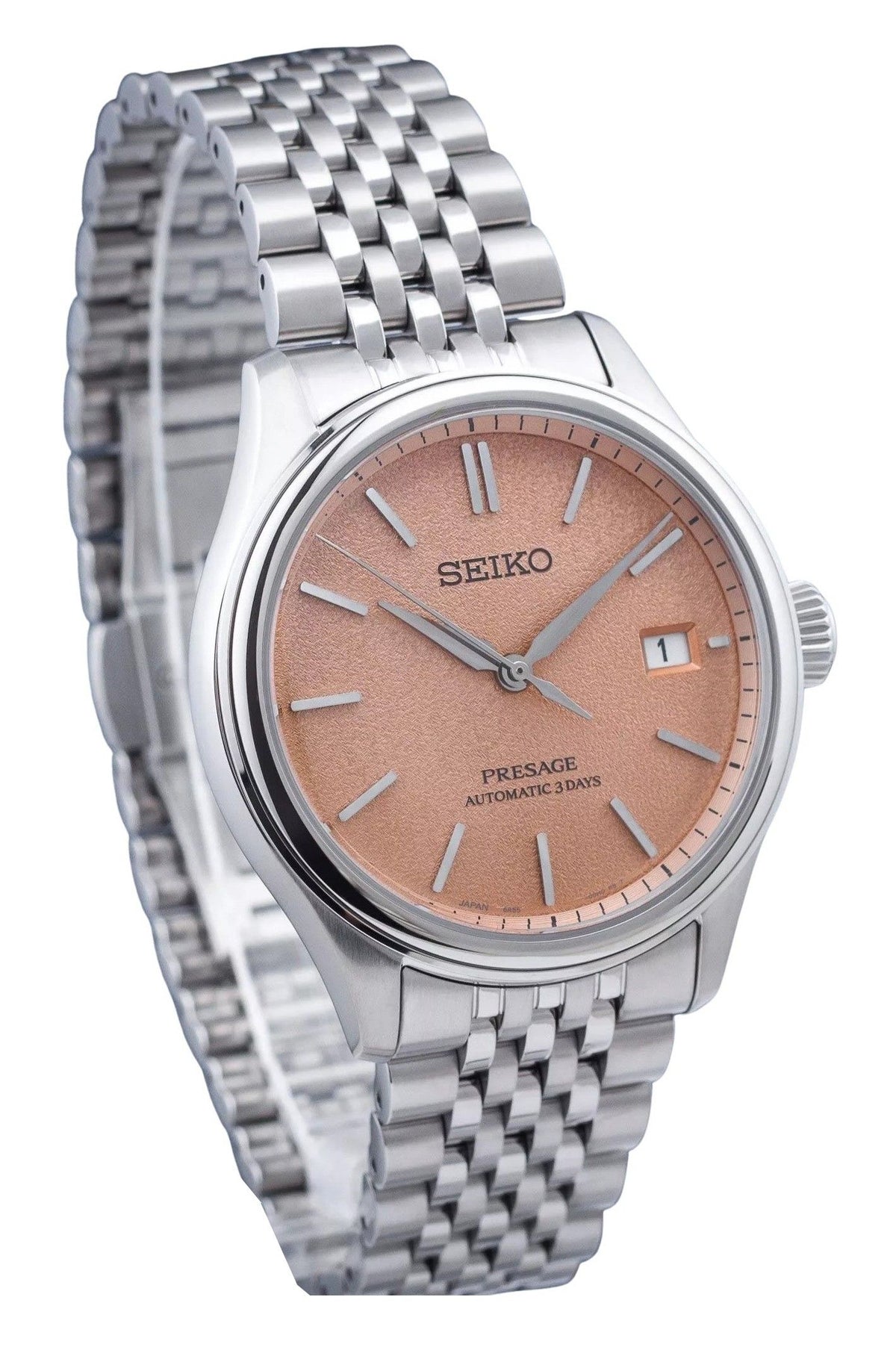 Seiko Presage Classic Araigaki Stainless Steel Orange Dial Automatic SPB467J1 100M Men's Watch