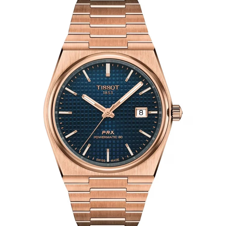 Tissot PRX Powermatic 80 Automatic Watch Gold PVD Blue Dial