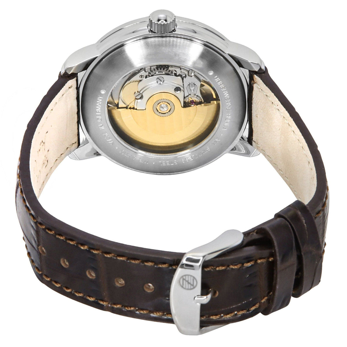 Zeppelin Friedrichshafen Leather Strap Gold Tone Dial Automatic 85565 Men's Watch