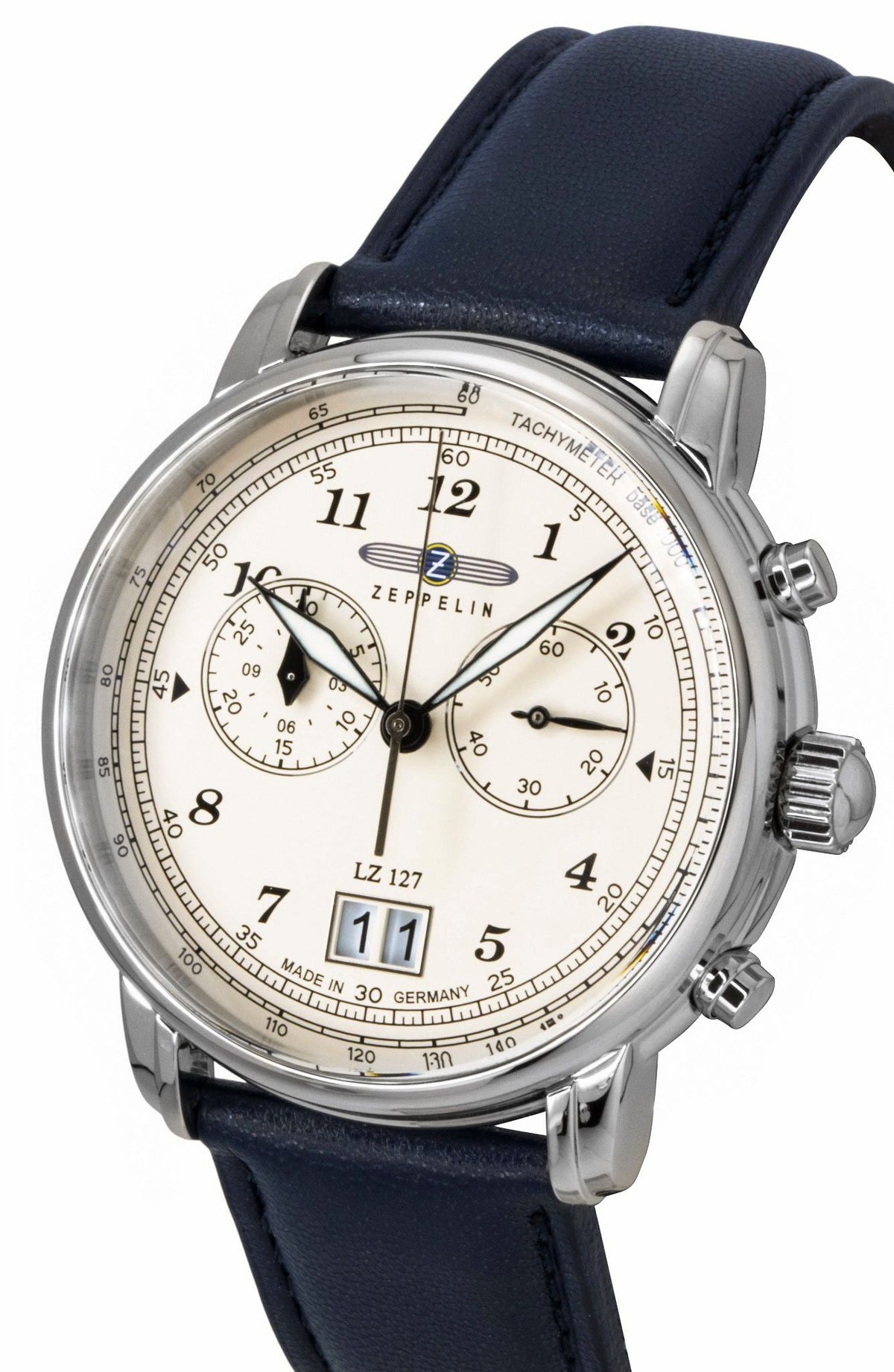 Zeppelin LZ127 Chronograph Vegan Leather Strap Beige Dial Quartz 86841 Men's Watch