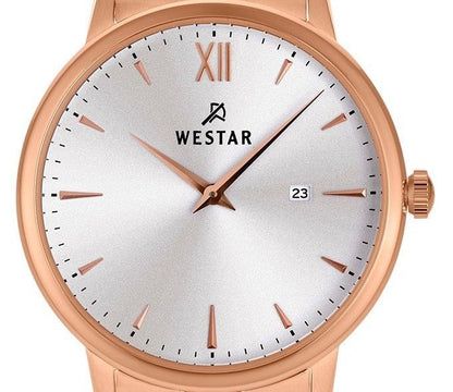 Westar Profile Rose Gold Tone Stainless Steel Silver Dial Quartz 40215PPN607 Women's Watch