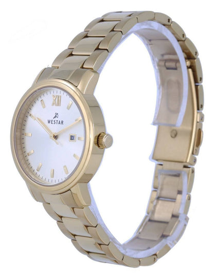 Westar Silver Dial Gold Tone Stainless Steel Quartz 40245 GPN 102 Women's Watch
