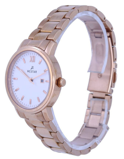 Westar White Dial Rose Gold Tone Stainless Steel Quartz 40245 PPN 601 Women's Watch