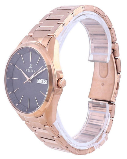 Westar Black Dial Rose Gold Tone Stainless Steel Quartz 50212 PPN 603 Men's Watch