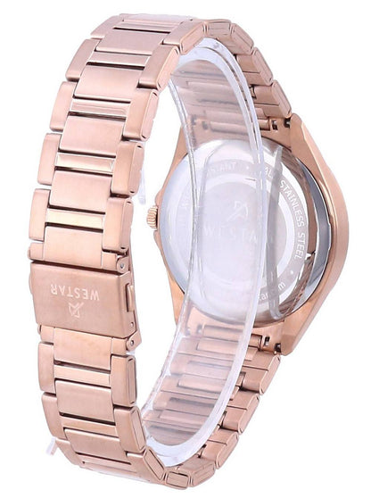 Westar Black Dial Rose Gold Tone Stainless Steel Quartz 50212 PPN 603 Men's Watch