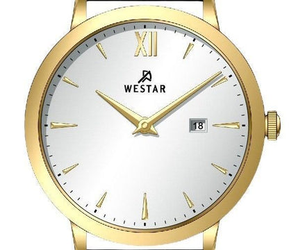 Westar Profile Leather Strap Silver Dial Quartz 50214GPN107 Men's Watch