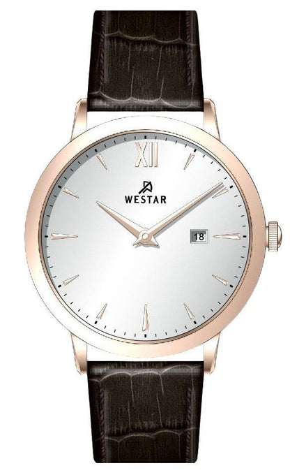 Westar Profile Leather Strap Silver Dial Quartz 50214PPN627 Men's Watch