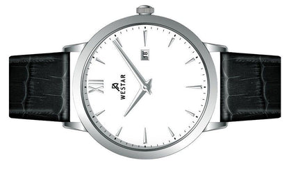 Westar Profile Leather Strap White Dial Quartz 50214STN101 Men's Watch