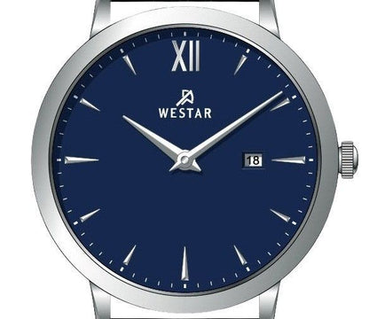 Westar Profile Leather Strap Blue Dial Quartz 50214STN104 Men's Watch