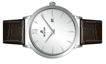 Westar Profile Leather Strap Silver Dial Quartz 50214STN127 Men's Watch
