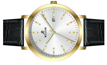 Westar Profile Leather Strap Silver Dial Quartz 50216GPN107 Men's Watch