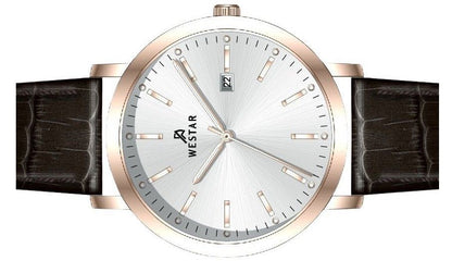 Westar Profile Leather Strap Silver Dial Quartz 50216PPN627 Men's Watch
