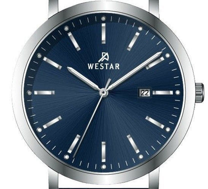 Westar Profile Leather Strap Blue Dial Quartz 50216STN144 Men's Watch