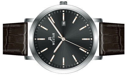 Westar Profile Leather Strap Black Dial Quartz 50216STN623 Men's Watch