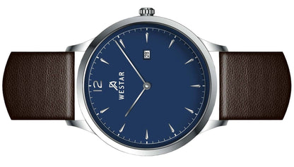 Westar Profile Leather Strap Blue Dial Quartz 50217STN124 Men's Watch