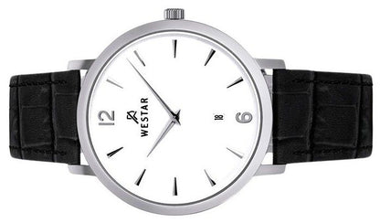 Westar Profile Leather Strap White Dial Quartz 50219STN101 Men's Watch