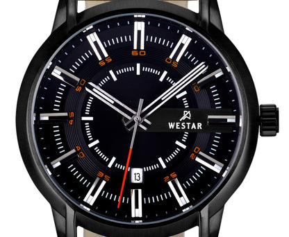 Westar Profile Leather Strap Black Dial Quartz 50228STN883 Men's Watch