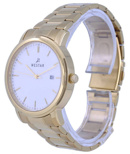 Westar White Dial Gold Tone Stainless Steel Quartz 50243 GPN 101 Men's Watch