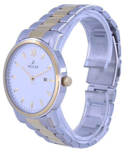 Westar White Dial Two Tone Stainless Steel Quartz 50245 CBN 101 Men's Watch