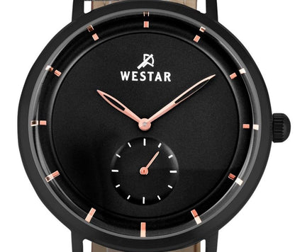Westar Profile Leather Strap Black Dial Quartz 50246BBN603 Men's Watch