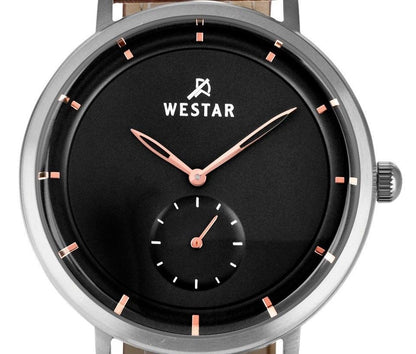Westar Profile Leather Strap Black Dial Quartz 50246STN623 Men's Watch