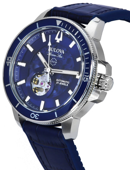 Bulova Marine Star Open Heart Blue Dial Automatic Diver's 96A291 200M Men's Watch