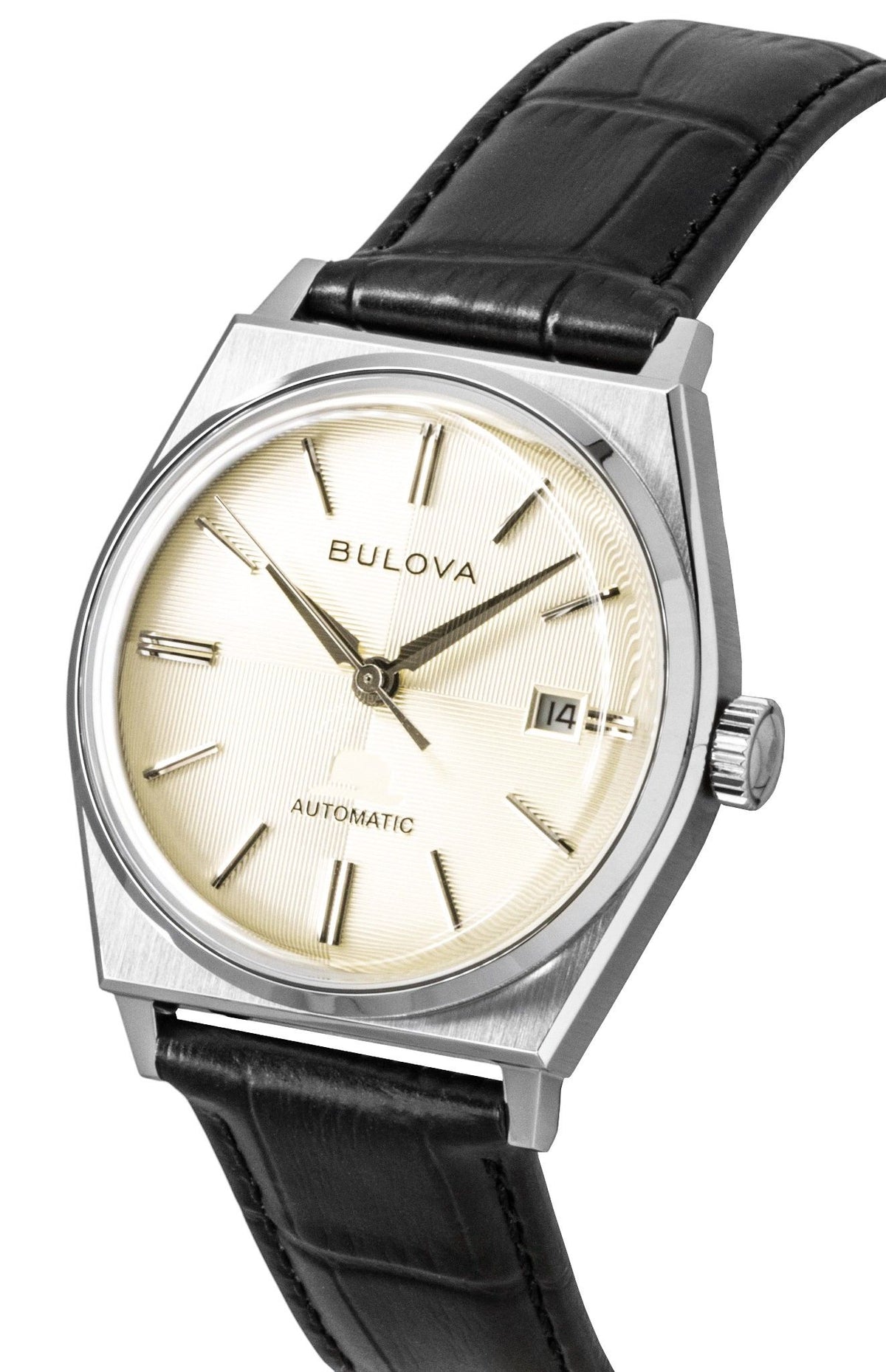 Bulova Frank Sinatra Leather Strap Beige Dial Automatic 96B483 Men's Watch