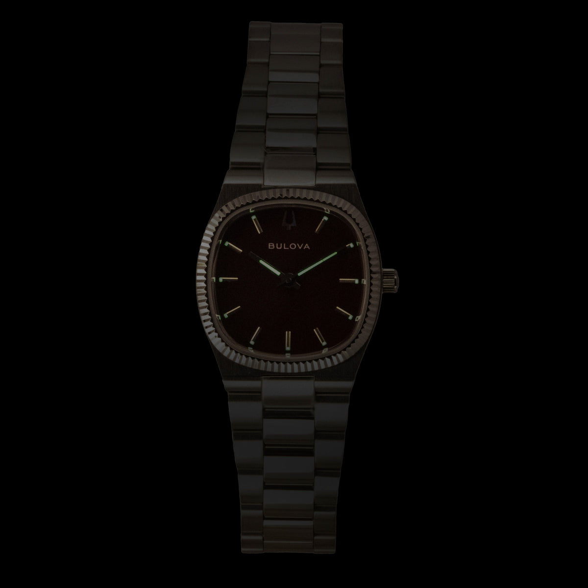 Bulova Super Seville Stainless Steel Red Mother Of Pearl Dial Quartz 96L354 Women's Watch
