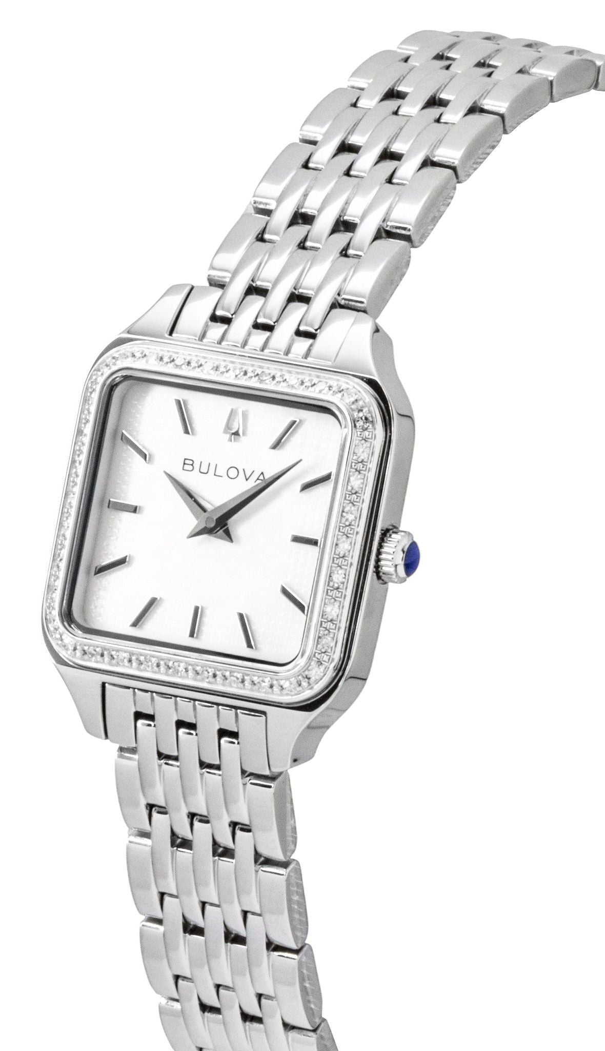 Bulova Sutton Stainless Steel Diamond Accents White Dial Quartz 96R256 Women's Watch
