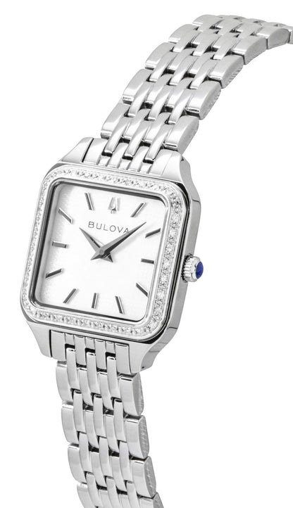 Bulova Sutton Stainless Steel Diamond Accents White Dial Quartz 96R256 Women's Watch