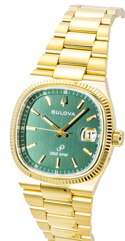 Bulova Super Seville Gold Tone Stainless Steel Green Dial Quartz 97B237 Men's Watch