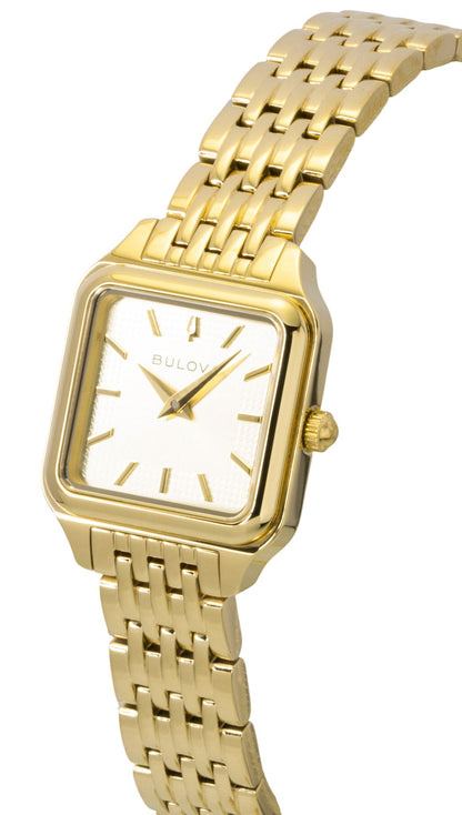 Bulova Sutton Square Gold Tone Stainless Steel Gold Dial Quartz 97L191 Women's Watch
