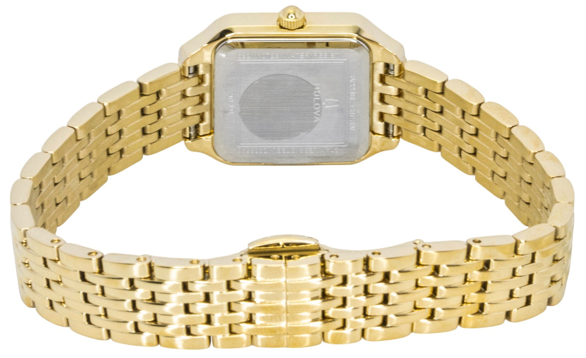 Bulova Sutton Square Gold Tone Stainless Steel Gold Dial Quartz 97L191 Women's Watch