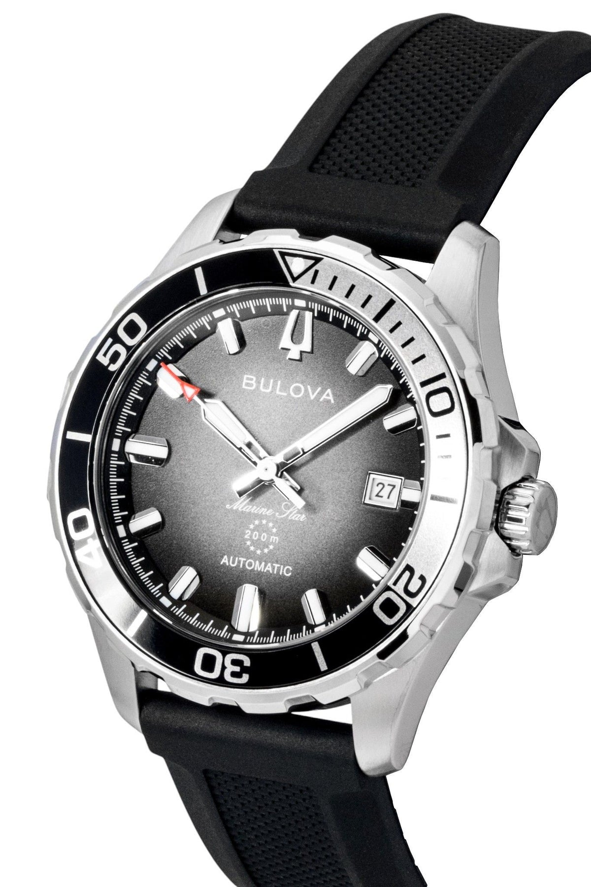 Bulova Marine Star Rubber Strap Black Dial Automatic Diver's 98B465 200M Men's Watch