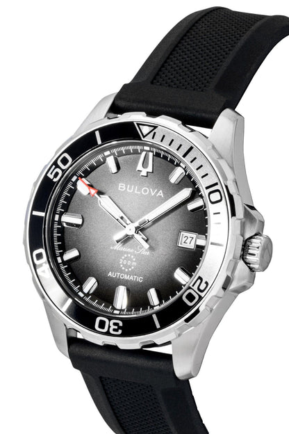 Bulova Marine Star Rubber Strap Black Dial Automatic Diver's 98B465 200M Men's Watch