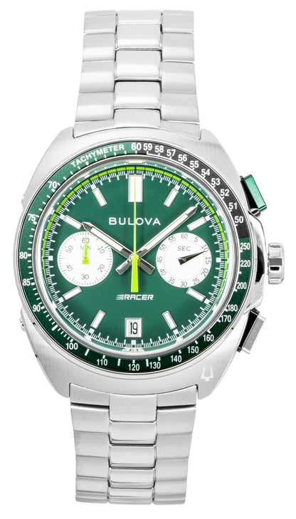 Bulova Racer Chronograph Stainless Steel Green Dial Quartz 98B468 Men's Watch