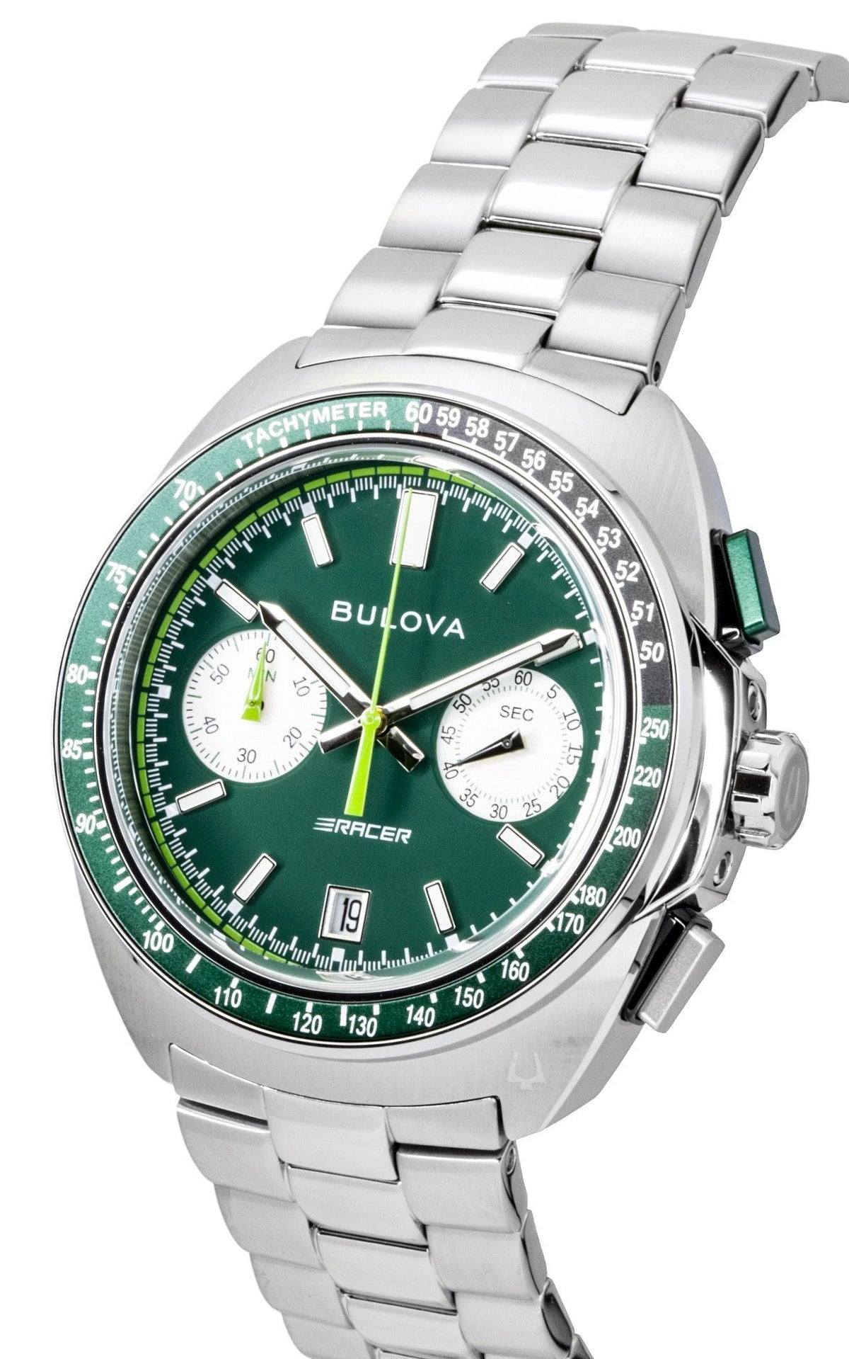 Bulova Racer Chronograph Stainless Steel Green Dial Quartz 98B468 Men's Watch