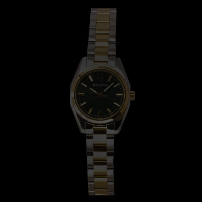 Bulova Surveyor Two Tone Stainless Steel Green Dial Quartz 98L329 Women's Watch