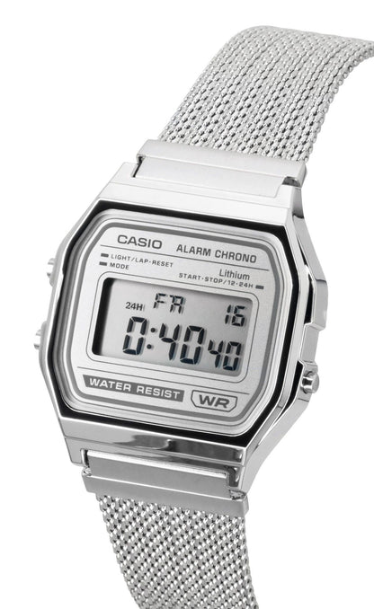 Casio Vintage Digital Stainless Steel Mesh Bracelet Quartz A158WEM-7 Unisex Watch