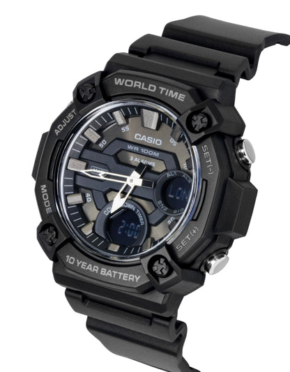 Casio Standard Analog Digital Resin Strap Grey Dial Quartz AEQ-120W-1BV 100M Men's Watch