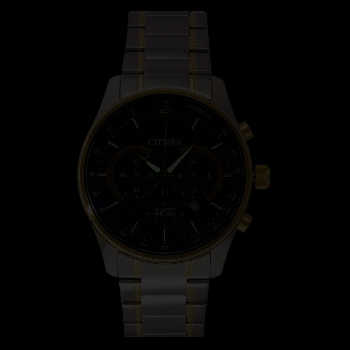Citizen Chronograph Two Tone Stainless Steel Blue Dial Quartz AN8194-51L 100M Men's Watch