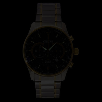 Citizen Chronograph Two Tone Stainless Steel Blue Dial Quartz AN8194-51L 100M Men's Watch