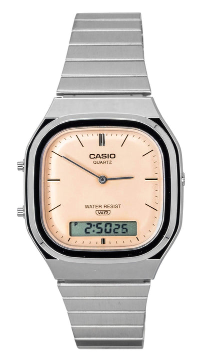 Casio Vintage Analog Digital Orange Dial Stainless Steel Quartz AQ-240E-4A Unisex Watch