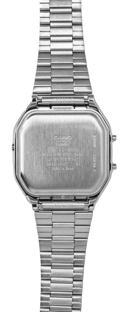 Casio Vintage Analog Digital Orange Dial Stainless Steel Quartz AQ-240E-4A Unisex Watch
