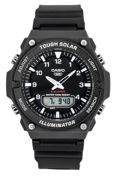 Casio Analog Digital Resin Strap Black Dial Solar AQ-S820W-1AV 100M Men's Watch