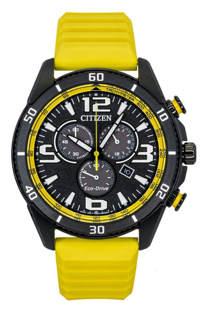 Citizen Brycen Chronograph Silicone Strap Black Dial Eco-Drive AT2585-08E 100M Men's Watch